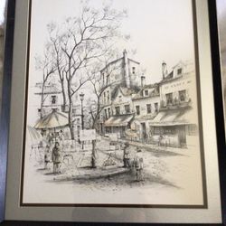 VTG LARGE FRANCE STREET ART-SIGNED-BRKO -WALL DECOR