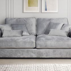 NEW Velvet Upholstered Oversized Loveseat