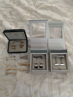 Perry Ellis Portfolio / Goldlion Men's Cufflink & Tie Bar Set.