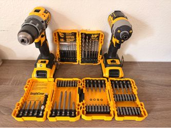 NEW DeWalt 20V MAX XR Drill & Impact Combo Kit – 4 Batteries + 2 Chargers + Bit Sets