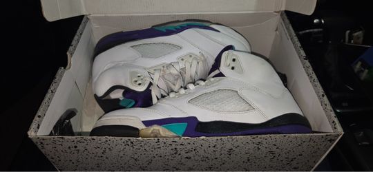 Air Jordan 5 Grape White Purple Teal Sneakers