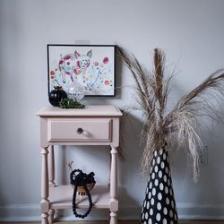 Pink Wooden Side Table 