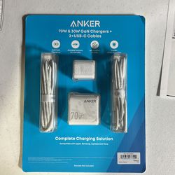 ANKER  70W & 30W GaN Chargers + 2× USB-C Cables