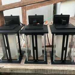 Set Of 3,Matte Black Outdoor Lights