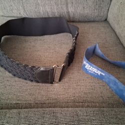 Black leather/nylon fashion belt 38"