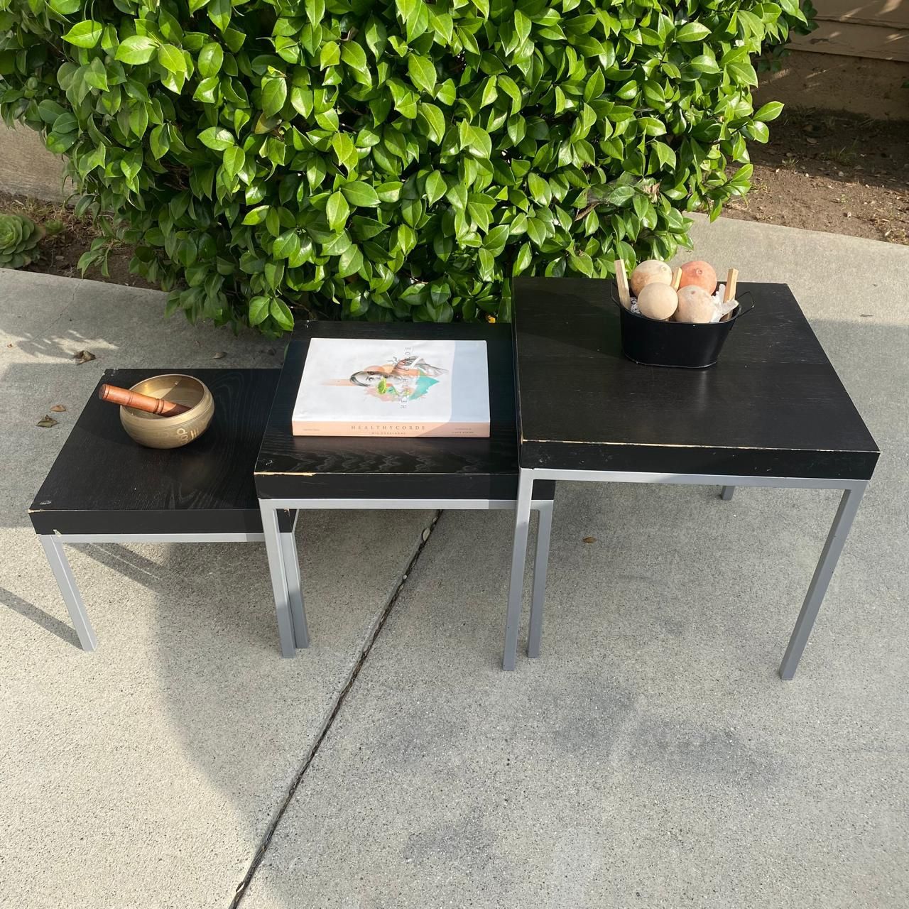 IKEA KLUBBO Nesting Coffee Tables Black Chrome