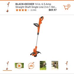 14 in. 6.5-Amp Corded Electric Straight Shaft Single Line 2-in-1 String Grass Trimmer/Lawn Edge