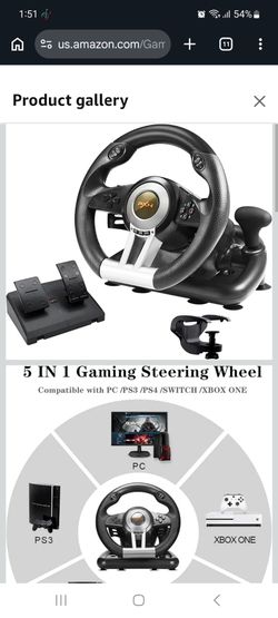 PXN V3II Gaming Steering Wheel with Pedal PC Steering Wheel 180 Degree racing Wheel for PC, PS3, PS4,Xbox One, Xbox Series X/S, N-Switch（Black）