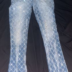 Rhinestone Stacked Jeans 32W