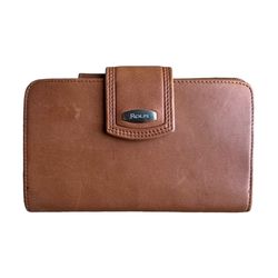 Vintage Rolf's Genuine Leather Side Zip Card Wallet Women's Brown Leather