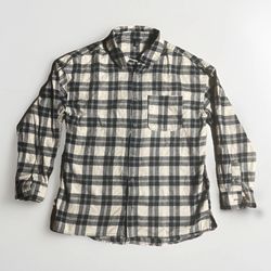 Art Class Long Sleeve Button Up Size 14 Plaid Shirt Brown And Black