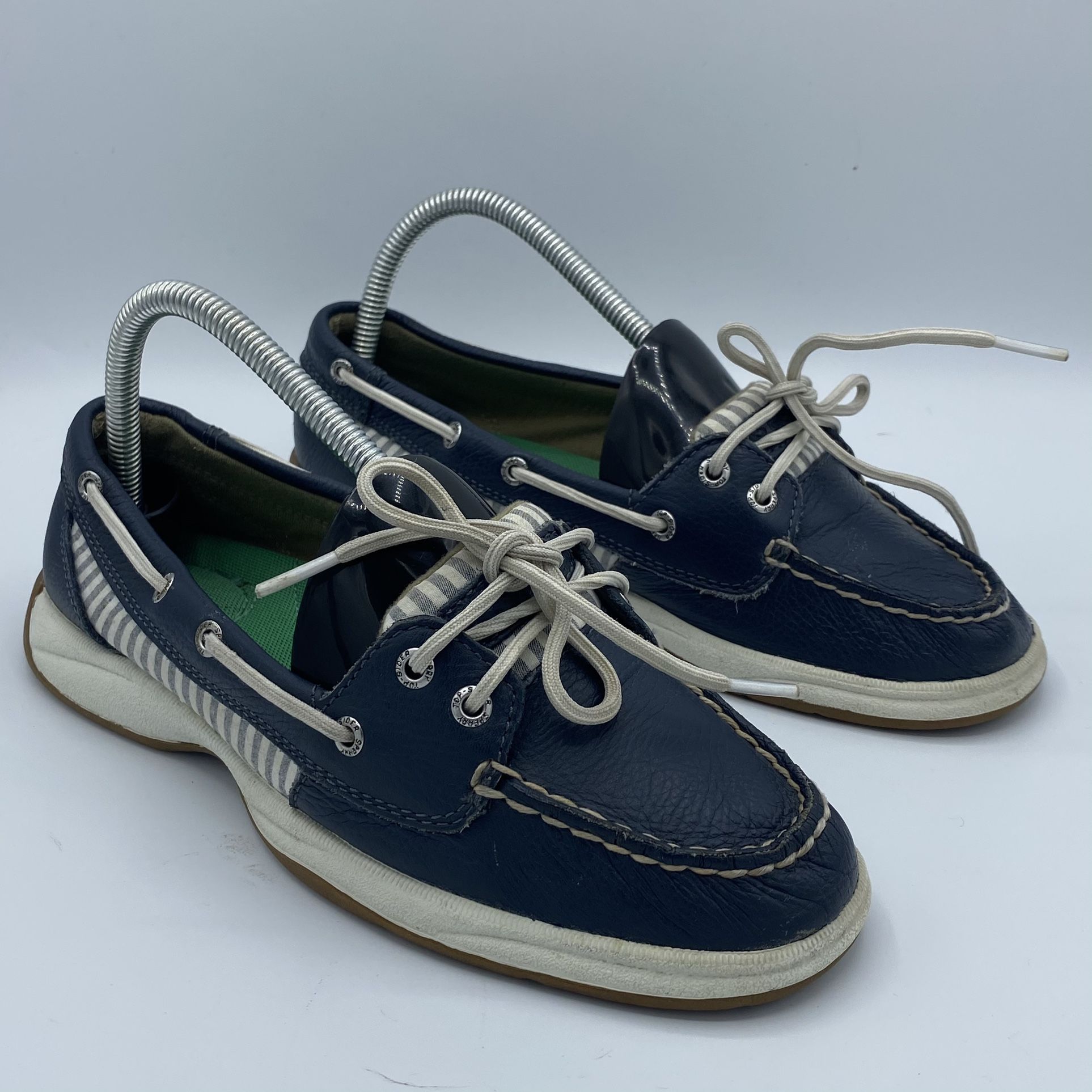 SPERRY TOP SIDER ~Navy Leather & Textile (contact info removed) LAGUNA Boat SHOES ~Size 8M