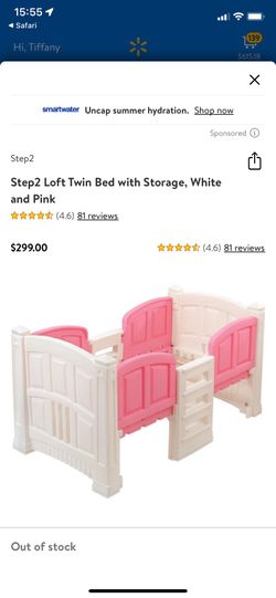 Step2 Loft Twin Bed With Storage, White And Pink