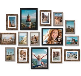 Vittanly 15 Pack Picture Frames Collage Wall Decor, Multi Sizes Including 3pcs 8x10, 6pcs 5x7 and 6pcs 4x6 Photo Frames, Gallery Frame Set for Wall or