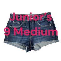 Junior’s Mossimo 9 M Medium Navy Blue Denim Jeans Chino Shorts Cut Offs Cotton NWOT