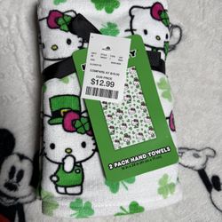 hello kitty st patrick’s hand towels 