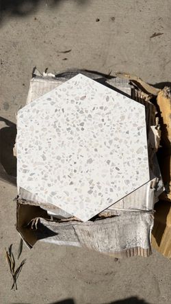 Terrazzo White Cement Tile Handmade Tiles Hand Made Hexagon