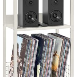 Large White Record Player Stand