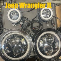 Set Of 9” Inch Headlights And Fog Lights Led Fit Jeep Wrangler JL 