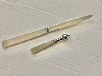 Stainless Steel Set Letter Opener + Rotary Phone Dial Capri Italy Vintage
