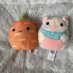 Squishmallow 5” Easter Carrot and Pig Plush Set