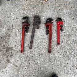 Four Pipe Wrenches 