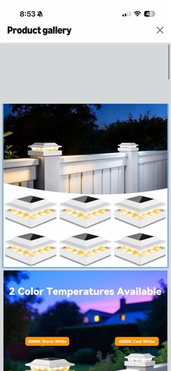 New in box Solar Post Cap Lights for 4x4 Wood/Vinyl Posts, 6 Pack IP65 Waterproof Fence Post Solar Lights, Outdoor Post Lights with 2 Color Modes Deco
