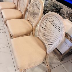 Set of 4 Rattan / Cane Back Dining Chairs
