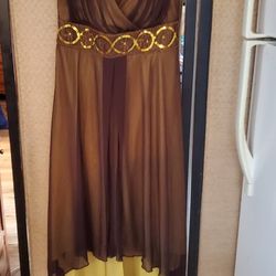 Brown and yellow dress with sequins