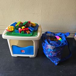 Vintage Step 2 Duplo Lego Build & Store Block Table Building Storage With Bag Building Blocks Legos