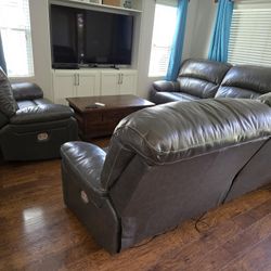 Sofa Set: 2 Large Sofas, 1 Large Single Seater And Coffee Table