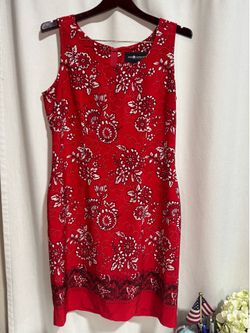 Red Paisley Floral Sheath Dress by Sag Harbor size 12