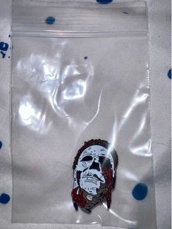 Halloween Michael Myers Face Enamel Metal Lapel Pin Badge Clutch Back