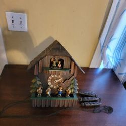 German Musical 1970"s Forest Cuckoo Clock With Dancers And Musicians 