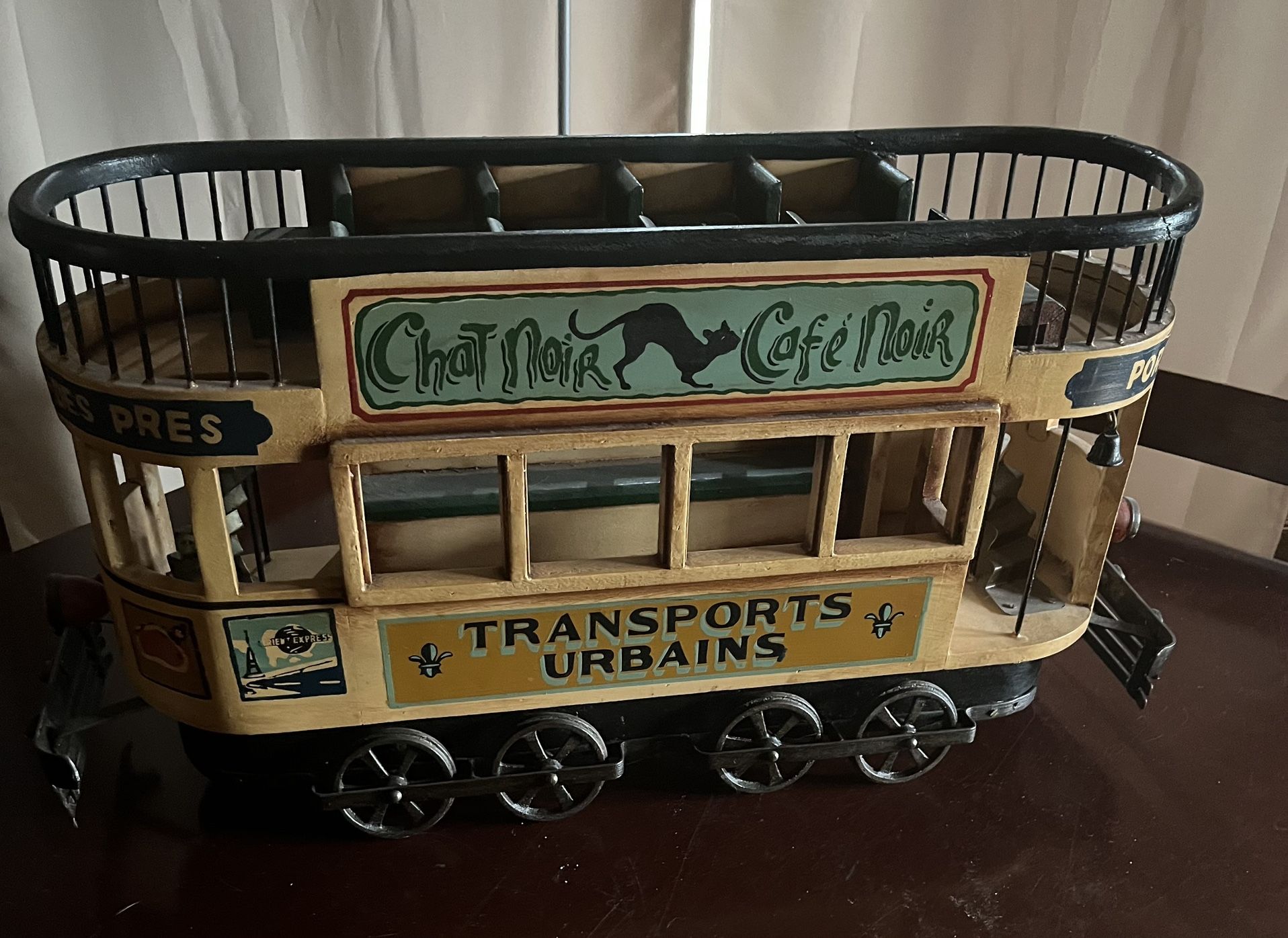1930s French Street Car 30" Trolley Double Decker Train Chat Noir Cafe Paris