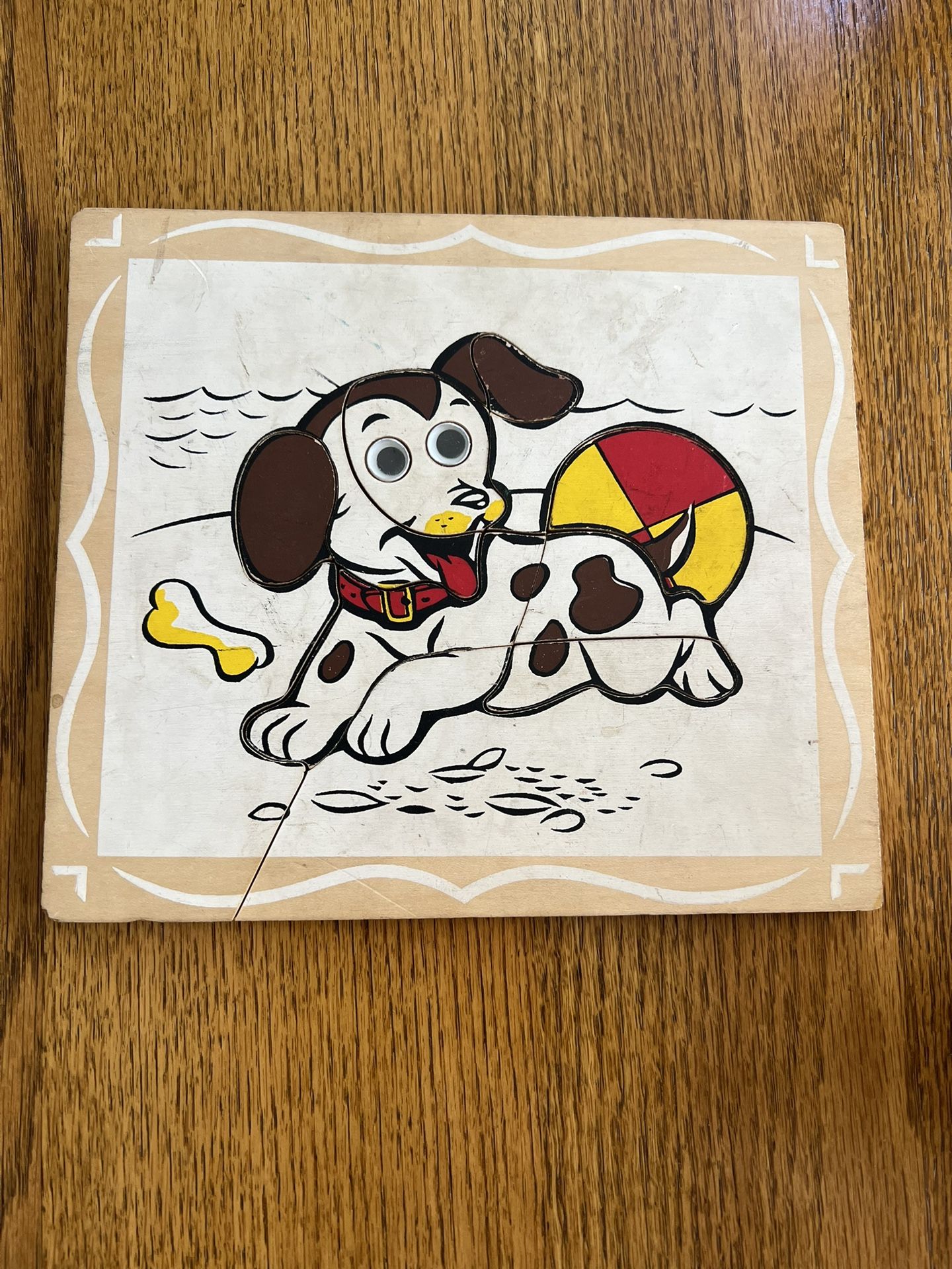 Vintage Wood Puzzle - Puppy Dog Puzzle ~ 1960s
