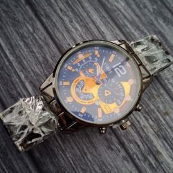 Eyros 42mm Stylish Orange Black & Blue Mens Watch