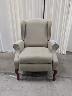 Textured Sage Green Upholstered Recliner with Rolled Arms