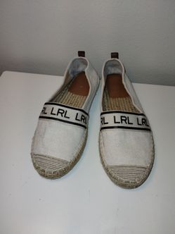 New Lauren Ralph Lauren Caylee Canvas Flat Espadrille Women’s Size 8 US Slip On