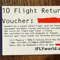 iFLY 10 Flight Voucher - Single Flyer