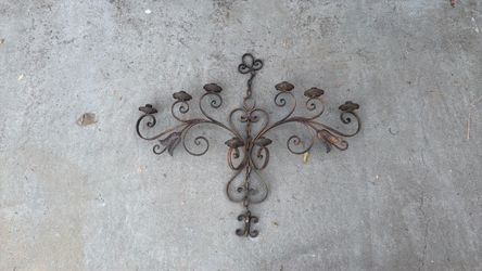 Vintage Heavy Wrought Iron Wall Candelabra Sconce – Large 29”x34” Spanish Revival / Gothic Decor