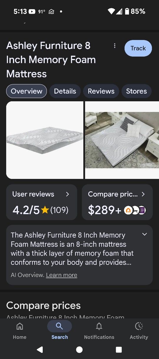 Ashley 8 Inch Memory Foam Queen Size Mattress