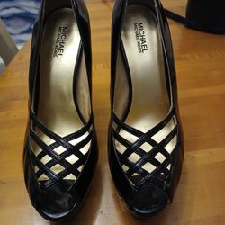 Michael Kors Lane Black Paten Leather Platform Heels
