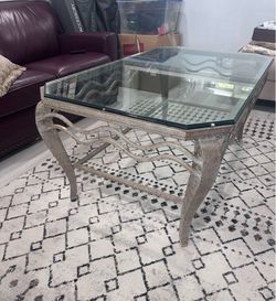Glass Top Coffee Table with Metal Base