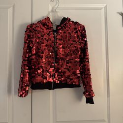 Urban Groove Red Sequin Hooded Jacket Size Large Child