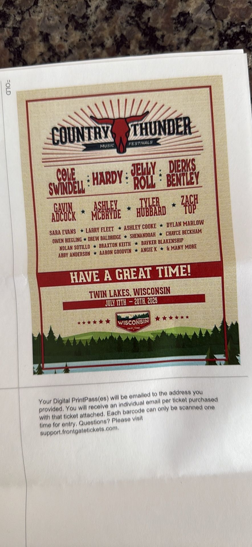 2025 Country thunder 4 Tickets Plus Campsite