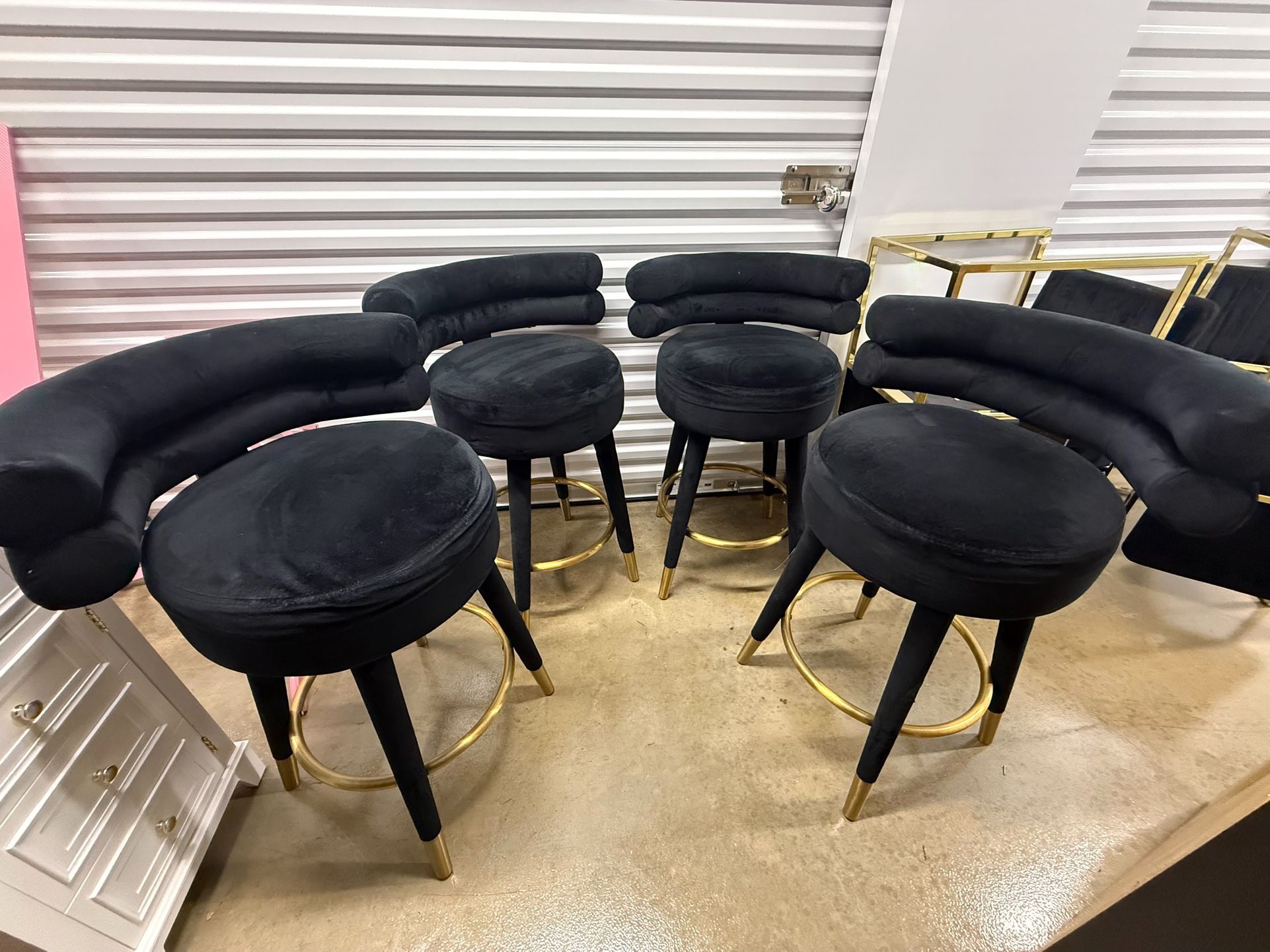 Luxury Black & Gold Counter/Island Stools – Modern Elegance (4 in Total)