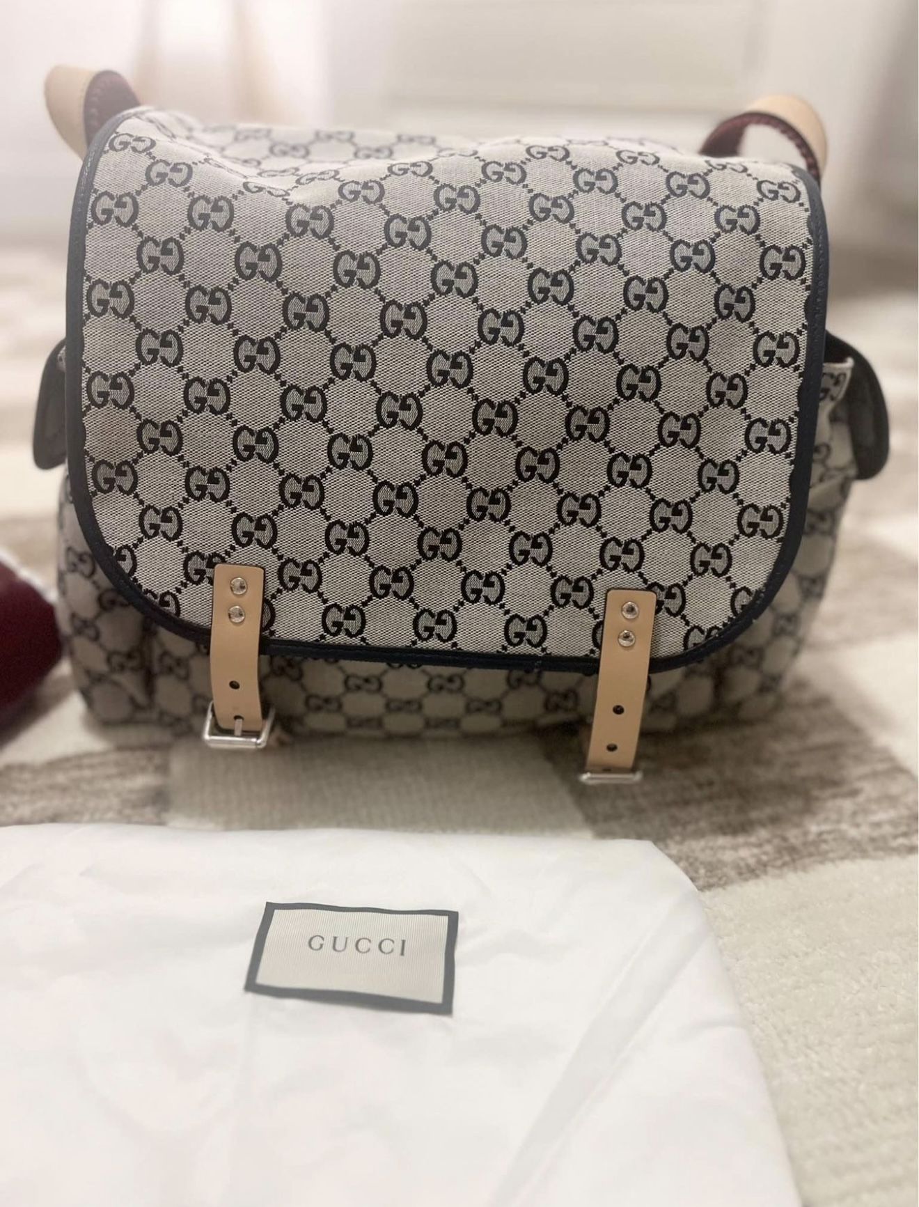 Gucci Navy GG Canvas Diaper Bag