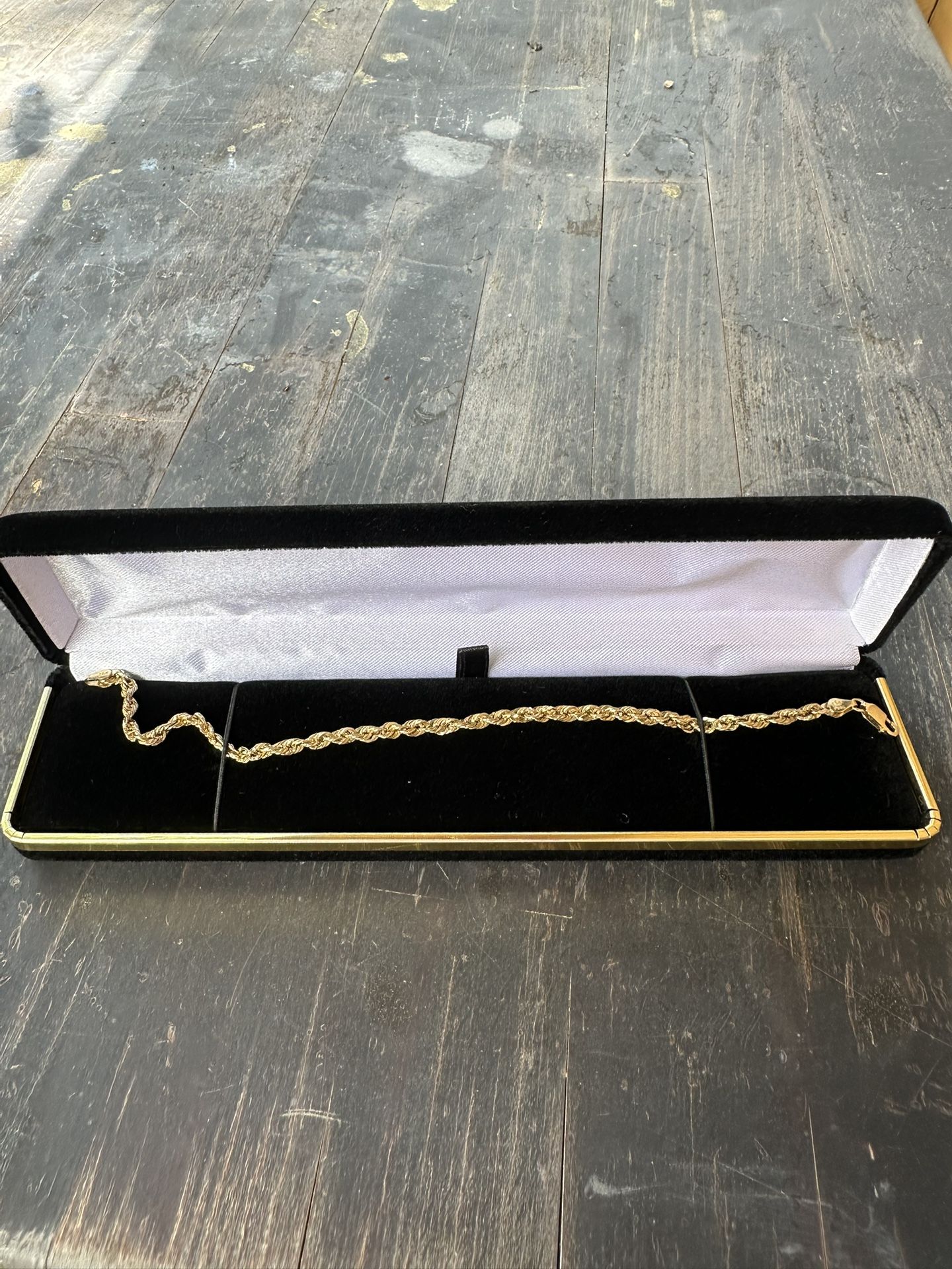 10K 8" Hollow Cashmere Rope Bracelet 4MM