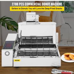 110V Commercial Automatic Donut Making Machine, 6 Rows Auto Doughnut Maker 9.5L Hopper, Intelligent Control Panel, Adjustable Thickness Donuts Fryer, 